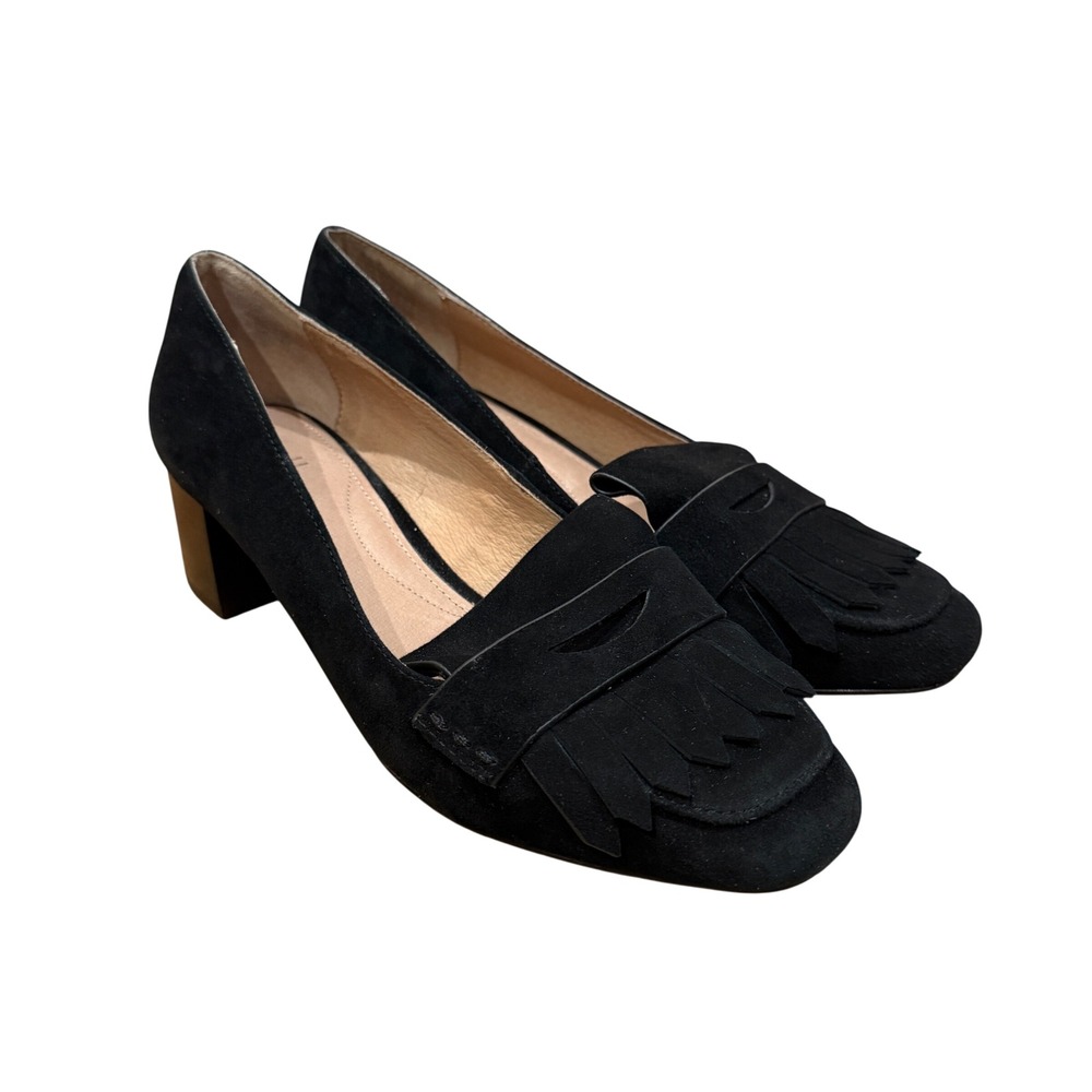 J. Jill Juliette Kylie Black Suede Leather‎ Kiltie Block Mid Heel Pumps 8.5M